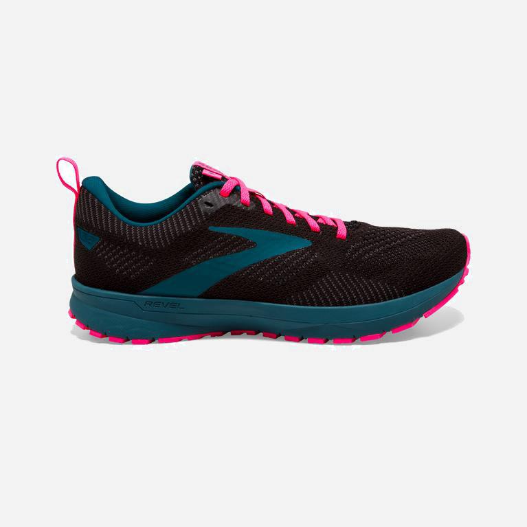 Brooks Revel 5 Womens Performance Road Running Shoes - Black/Blue/Pink - Philippines (716304KBF)